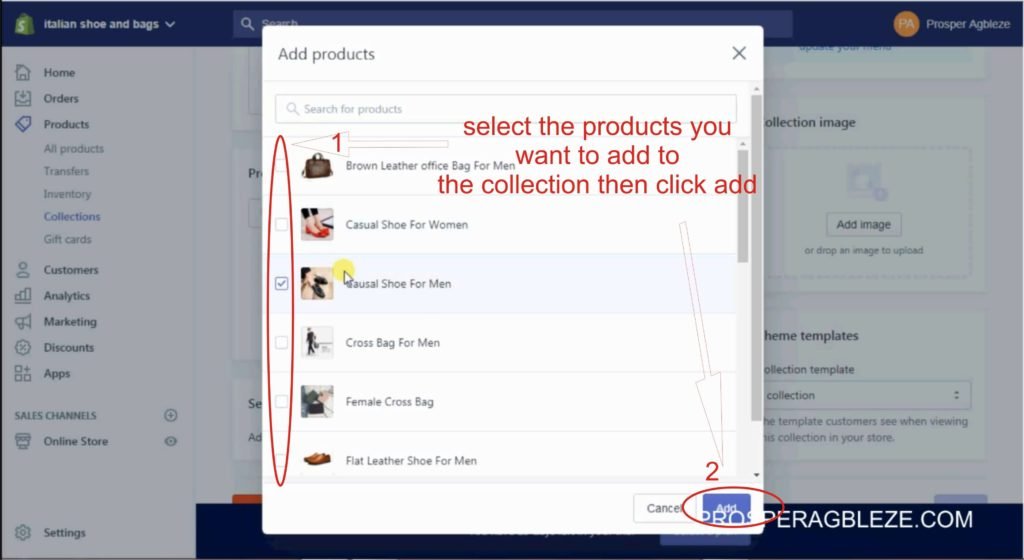 how to add product to a collection in shopify store