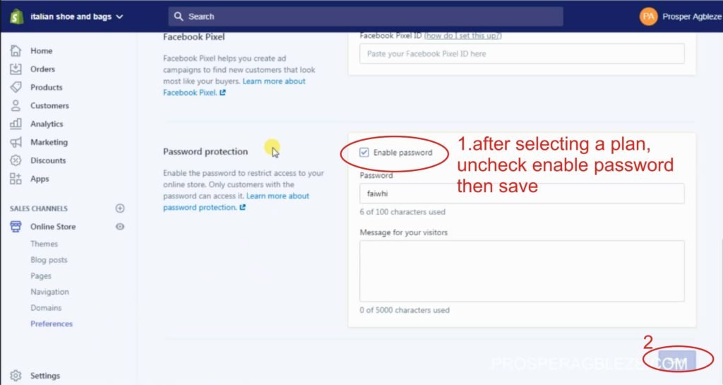 how to unlock shopify store password