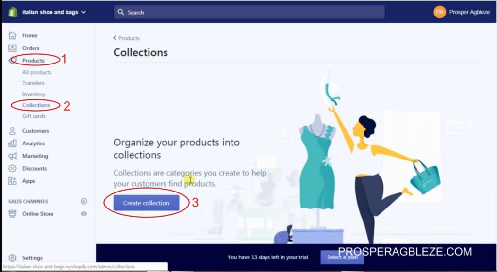 how to add collection to shopify store