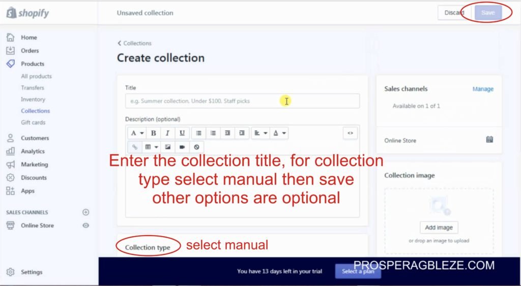 how to create collection in shopify store