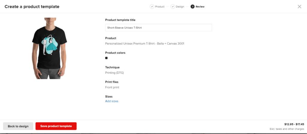 how to create product template in printful